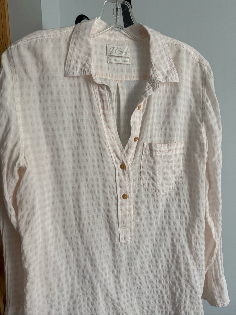 J. Crew Light Pink Textured Button Shirt S